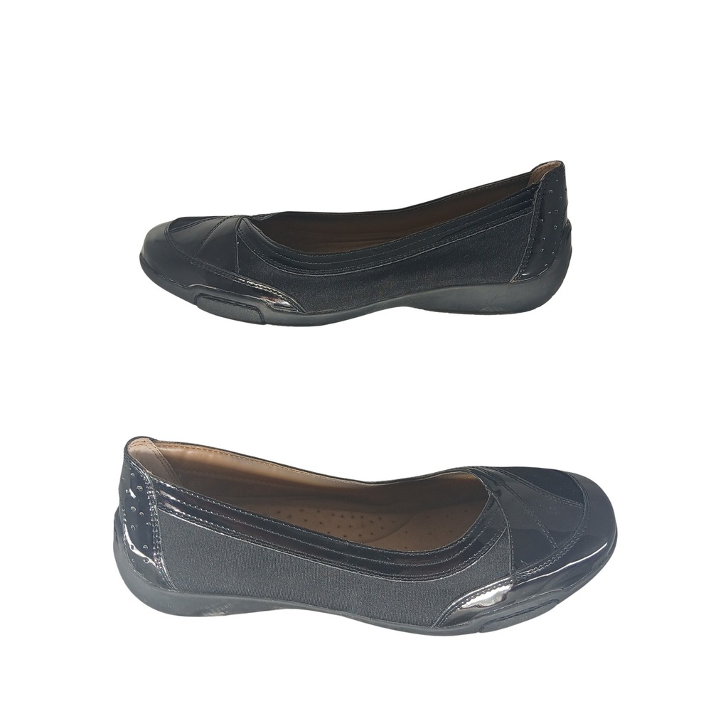 Auditions Black Patent Accent Comfort Ballet Flats Shoes 1029286 Womens 9WW
